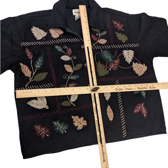 Vintage Paul Harris Jacket Cardigan Sweater Womens Large Leaf Boho 1990s Autumn - Picture 8 of 13